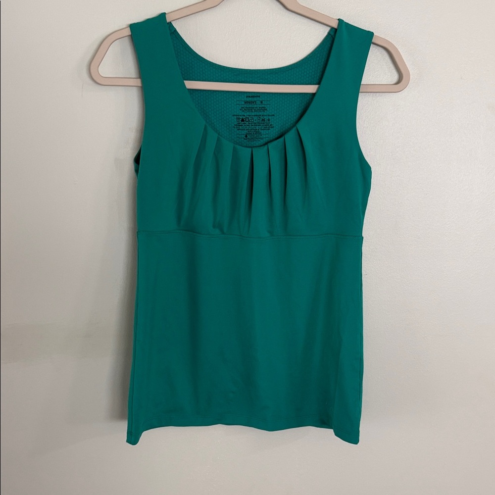 Patagonia Teal Pleated Scoop Neck Tank Top